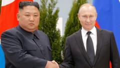 Kim Jong-un e Putin em 2019