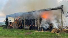 Nearby residents warned over fire in barn