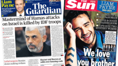 The Papers:  'Death of Hamas mastermind' and One Direction tribute to 'brother' Liam