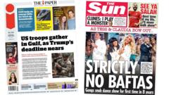 The Papers: 'US troops gather in Gulf' and 'Strictly No Baftas'