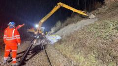 Train services affected after 'slow' landslip