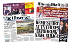 The Papers: NHS 'repair costs triple' and Badenoch 'fury' at Farage's TV time