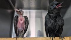 Rescued jackdaw Frank helped by fellow fledgling