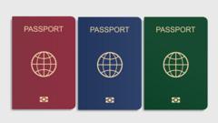 three samples of international passports