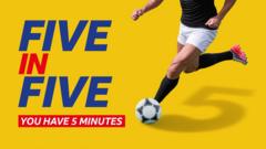 A generic picture of an unknown footballer beside the words: "Five in Five you have five minutes"