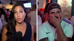 Watch: England fans in New York City lament loss to Argentina