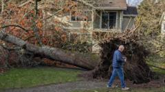 Fallen trees cause widespread damage after bomb cyclone