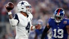 Prescott stars as Cowboys see off New York Giants