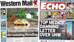 Wales' papers: Town counts flood costs and medics' 'damning letter'