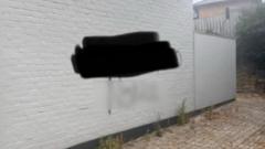 Memorial garden and buildings defaced with graffiti