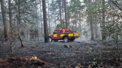 Firefighters tackle wildfire with off-road vehicles