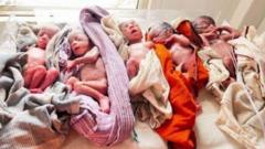 एकाच वेळी जन्मलेली पाच बाळं 
