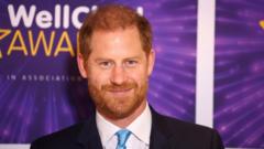 Prince Harry arrives in London for charity awards