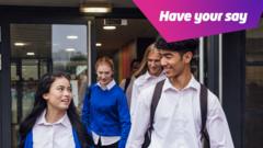 students coming out of school.