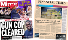 The Papers: 'Gun cop cleared' and 'workplace reforms could cost £5bn'