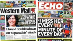 Wales' papers: Eluned doubles down and family miss mum killed cycling