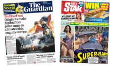 UK papers: 'Profits of war' and 'Super-rain'