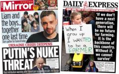 The Papers: ‘Putin’s nuke threat’ and ‘Farmageddon!’