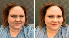 Krystle Berger antes e depois de usar app FaceTune para mudar sua aparência
