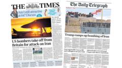 The Papers:  'US bombers take off' and 'Heading out - at last'