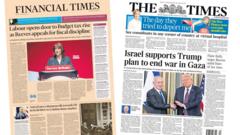 The Papers: Labour 'opens door' to tax rise and Trump's Gaza peace plan