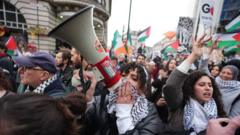 Pro-Palestinian demonstrators march through London