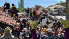 Anguish of Colombian brother at rubble of building being searched for earthquake survivors