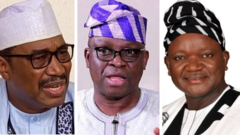 from left to right, Shetima, Fayose and Ortom