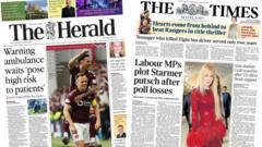 Scotland's papers: Ambulance waits 'high risk' and Labour MPs 'plotting'