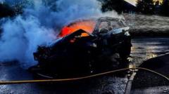 Drink driving charge after car destroyed by fire