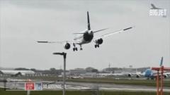 Streamer reacts to Storm Amy wobbly plane landings