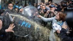 Argentina police pepper spray pension protesters