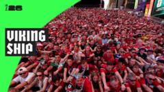 Norway fans show off Viking ship celebration in Times Square