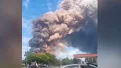 Huge plumes of smoke from US chemical plant fire