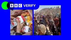 BBC Verify examines footage of chaos at aid site in Gaza