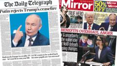 The Papers:  Ukraine truce hopes ‘on a knife edge’ and ‘Worried sick’