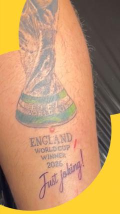 'Just joking' added to England World Cup win tattoo