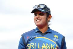 Chamari Athapaththu of Team Sri Lanka looks on during the toss prior to the Cricket T20 Group B match between Team New Zealand and Team Sri Lanka on day five of the Birmingham 2022 Commonwealth Games at Edgbaston on August 02, 2022 on 