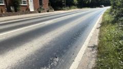 Extreme temperatures cause major road to soften and melt