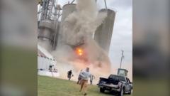 Watch: Moment grain silo collapses in Illinois