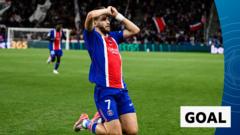 Kvaratskhelia smashes PSG into lead in Super Cup