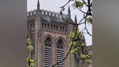 Firefighters tackle blaze in cathedral's tower