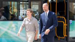 Prince William arrives by electric bus for climate event