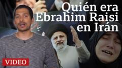 Jorge Pérez sobre fondo de una mujer con una foto de Ebrahim Raisi