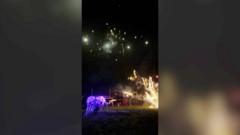 Chaos at fireworks show as children hit by rockets