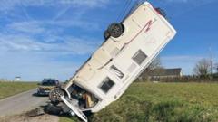 Mystery over upturned campervan in Brittany