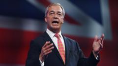 Farage calls on Tory councillors to join Reform UK