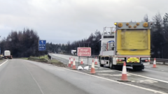 M74 reopens after lorries blown over during Storm Bram