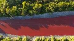 Argentina canal turns bright red, alarming residents