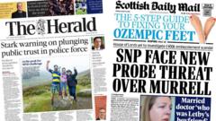 Scotland's papers: 'Trust in police falls' and Lords consider Murrell probe